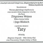Kondolencje dla Pana Zbigniewa Wojasa