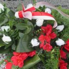 Poświęcenie pomnika upamiętniającego ofiary II Wojny Światowej na cmentarzu w Brzeziu. 